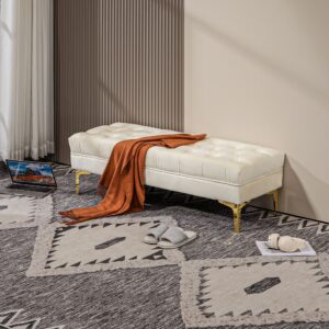 Banc en velours capitonné à boutons pour la fin du lit dans la chambre à coucher
