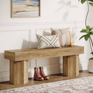 Banc d'entrée en bois, 41" style ferme, banc de fin de lit intérieur, long siège de salle à manger pour salle à manger, chambre, entrée, vestiaire, montage facile