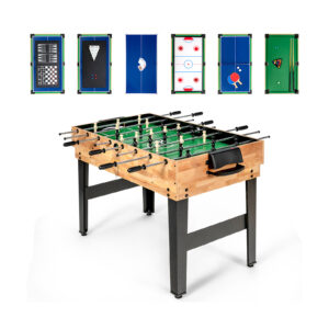 Table de jeux multi-jeux 41.5", 10-en-1 avec football, hockey, tennis de table, billard, shuffleboard, bowling, échecs, cartes, dames et backgammon, table de jeux en bois pour salle de jeux, bureau, bar, club, fêtes