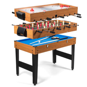 Table de Jeu Multifonctionnelle 3 en 1, Table de jeu combo 48" avec baby-foot, billard, hockey, Cadre Stable, Patins Antidérapants, Accessoires Abondants, Convient pour les Salles de Jeux et les Fêtes