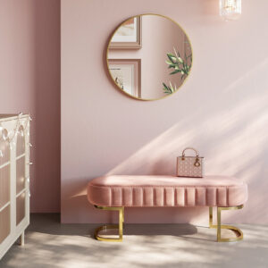 Miroir Rond, Miroir de Salle de Bain, 24 Pouces, Cadre Métallique, pour Salon, Or Métallisé