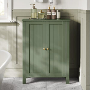 Armoire de rangement pour salle de bain, unité de rangement avec 2 étagères réglables, armoire autoportante, 30 x 60 x 80 cm, vert forêt