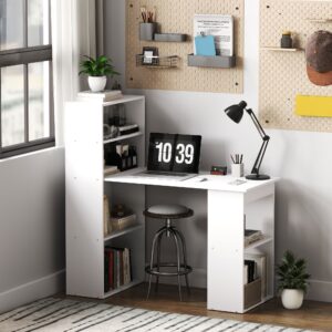 Bureau d'Ordinateur Moderne avec Étagères de Rangement à 6 Niveaux pour le Bureau à Domicile