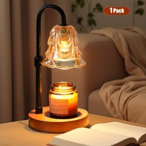 Lampe chauffe-bougie florale vintage avec hauteur réglable et minuterie - Lumière chaude à intensité variable, élégant bougeoir de table pour bougies, cadeau parfait pour femmes, mamans