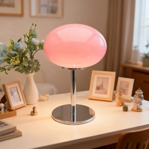 Lampe de Table en Verre, Lumière d'Ambiance USB Dimmable avec Luminosité Réglable, Base en Métal Poli Moderne et Abat-Jour en Verre, Pour Salon, Chambre, Bureau, Café, Table de Nuit, Décoration de Bureau