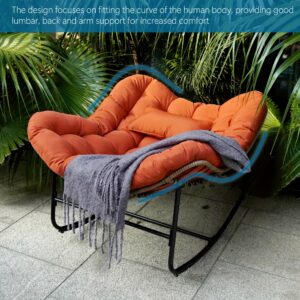 Fauteuil à bascule Papasan surdimensionné avec coussin et cadre, idéal pour une utilisation extérieure, fauteuil à bascule œuf en rotin pour patio, disponible en rouge, gris et kaki