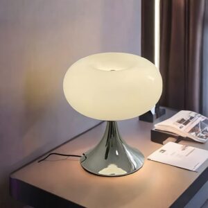 Lampe de table Art Déco en verre alimentée par USB avec une base en métal et un abat-jour en verre, adaptée à différents styles de pièces, parfaite comme cadeau de Noël et du Nouvel An, avec un design de champignon.
