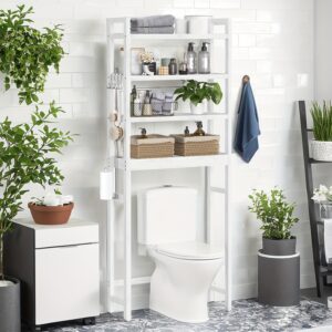 Étagère de rangement de salle de bain au-dessus des toilettes avec étagère réglable